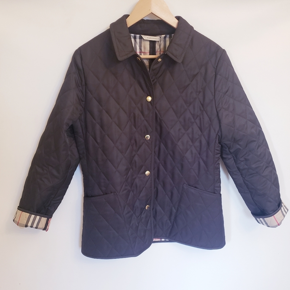 NWOT Burberry Brown Diamond Quilted Jacket, Sz S